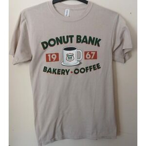 Donut Bank T-Shirt size Large Graphic 1967‎ Mug Logo Dri-Power Vintage Inspired